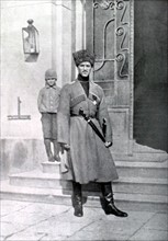 World War I. Grand-duke Mikhail Alexandrovich, brother of Nicholas II, in cossack uniform (1917)