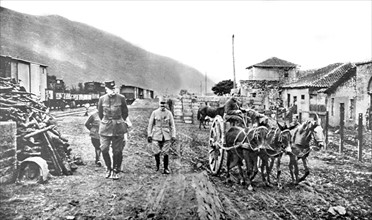 World War I. General Sarrail and his chief of staff, Lieutenant-colonel Jacquemot, on the Franco-Bulgarian front  (1915)