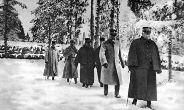 World War I. General Joffre in the snows of Alsace (1915)