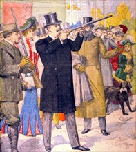 A Paris, le roi Carlos du Portugal au tir aux pigeons, (1902)