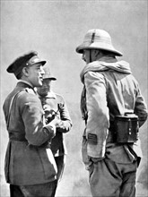 Rif War. Franco-Spanish collaboration. General Riquelme congratulates Colonel Freydenberg on his successes (1925)