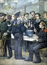 Marins russes mangeant le Païki à l'exposition universelle de Paris, du 25 février 1900