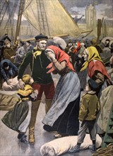 A Dunkerque, départ des pêcheurs de morue pour l'Islande, 1900