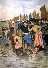 Oyster-farming in Cancale, Brittany (1902)