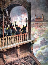Le feu d'artifice vu de la tour Eiffel à Paris, du 11 novembre 1893