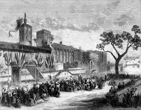 Celebration of the centenary of Petrarch's birth in Avignon, in "Le Monde illustré", 8-1-1874