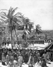 Inauguration de la statue du général Faidherbe  à Saint-Louis, au Sénégal, in "Le Monde illustré" du 23 avril 1887