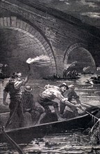 In search of corpses after the disaster of the Logrono flying bridge (9-1-1880)
