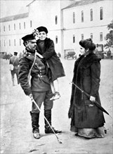 Farewell to a Bulgarian reservist in Sofia (Bulgaria) (1912)