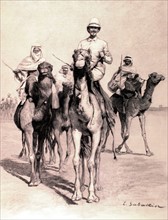 M. Foureau et son escorte lors de la mission Foureau-Lamy d'exploration du Sahara (1900)