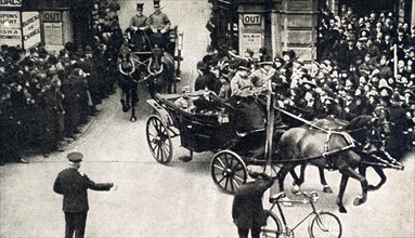 Première Guerre Mondiale. 
Visite à Londres du prince Alexandre de Serbie, accompagné de M. Patchich (31 mars 1916)