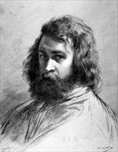 Self-portrait of painter Jean-François Millet, in "Le Monde illustré", 5-21-1887