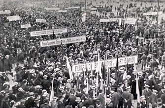 Manifestation populaire à Bruxelles, en 1911.