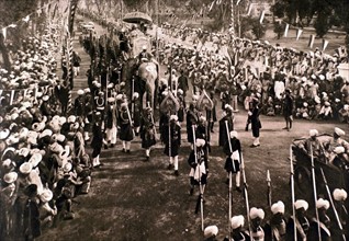 Le cortège nuptial du rajah de Mandi à Kapurthala, le 5 février 1923.