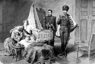 Sarah Bernhardt dans le rôle de l' "Aiglon", au théâtre Sarah Bernhardt à Paris, en 1900.