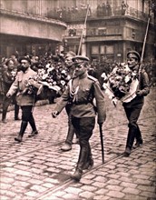 World War I.
Russian soldiers arriving in Marseilles to fight on the French front (1916)