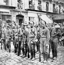 World War I.
Russian soldiers arriving in Marseilles to fight on the French front (1916)