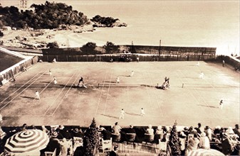 Inauguration of the new Festa tennis courts at Monte Carlo, in 1928