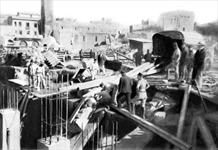 Vestiges romains de l'ancienne Beyrouth dégagés au cours des fondations d'immeubles modernes, en 1928