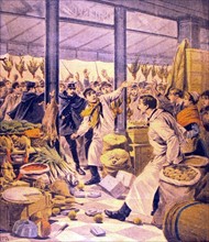 Paris. Grève des commis épiciers. Une bagarre (1899)