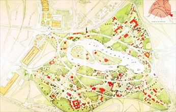 Paris. Overall map of the Colonial Exhibition at the Bois de Vincennes