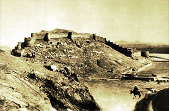 Bala Hissar, a fortified wall of bastions crowning the ridges overlooking Kabul in the south