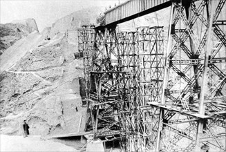 Building of a French-Belgian railway line in central China (1924)