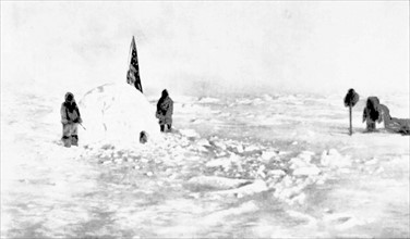 Conquest of the North pole. Photograph taken by Dr Cook (1908)