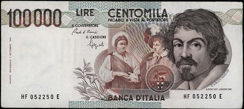 100,000 Lire banknote