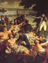 Retour de Napoléon Ier dans l'île de Lobau sur le Danube après la bataille d'Essling, 23 mai 1809 (détail)