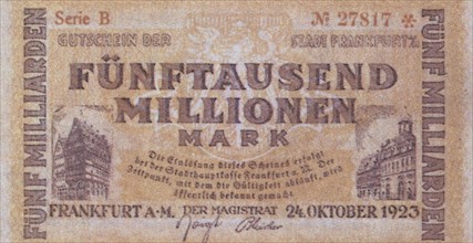 1923 / Inflation / "Monnaie d'urgence" à  Francfort sur le Main.