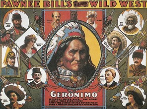 American entertainment in 1904 : ; Poster of the "Pawnee Bill's , Wild West Show"
