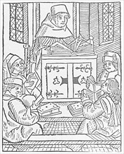 Origins of the university system, ; engraving
