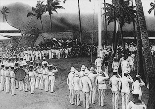 German flag hoisted on the Samoa Islands (March 1st, 1900)