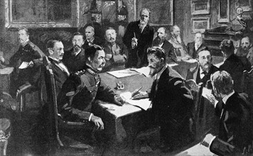 Signing of the Pretoria peace treaty, in South Africa (1902)
