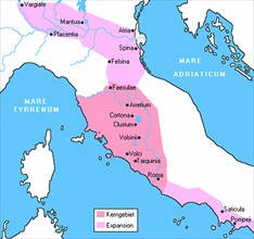 Expansion du royaume étrusque, au 6è siècle av. J.C.