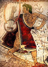 Art étrusque, joueur de cetra (vers 490 av. J.C.)