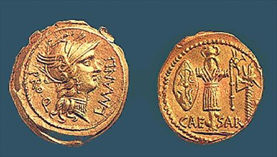 Golden coins bearing the effigy of Sylla (82-81 B.C.)