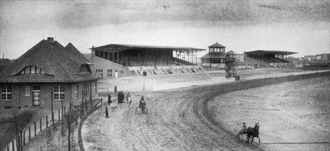 View of the stands of the Mariendorf trooting course, Germany