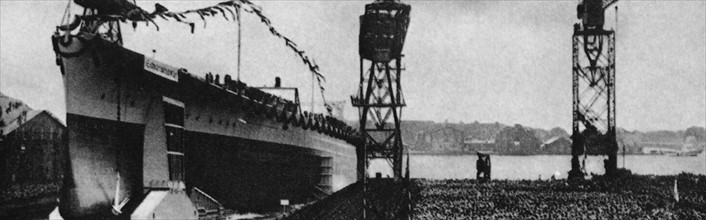 Launching of ship 'Scharnhorst" in Wilhelmshafen