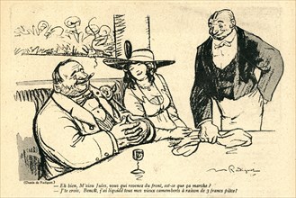 Dessin humoristique paru dans La Baïonnette n°39 du 30 mars 1916