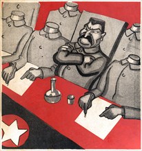 Stalin and his companions. Satirical cartoon in the newspaper "Aux Ecoutes"