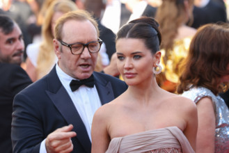 Via Lemann and Kevin Spacey attending the red carpet for the film 'La Bataille de Gaulle: L'âge de