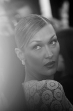 Bella Hadid (Schiaparelli dress by Daniel Roseberry) attends the "La Bataille De Gaulle: L'Âge De