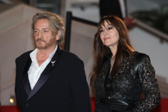 Benoit Magimel and Monica Bellucci (in Fendi) attends the "Histoires De La Nuit" (The Birthday
