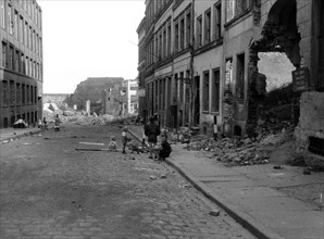 Stettin (Szczecin) Poland in ruins, late 1945. Pomerania