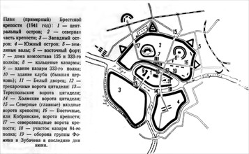 Citadelle de Brest-Litovsk (Belarus, ancienne Biélorussie) : plan