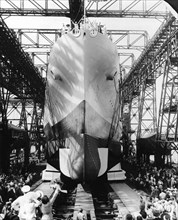 Launching of the American battleship "North Carolina", United States