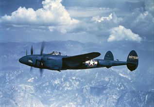 American Lockheed P-38 Lightning fighter, World War II.