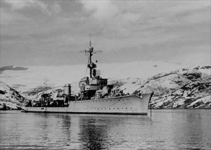 German destroyer in a Norwegian fjord, World War II